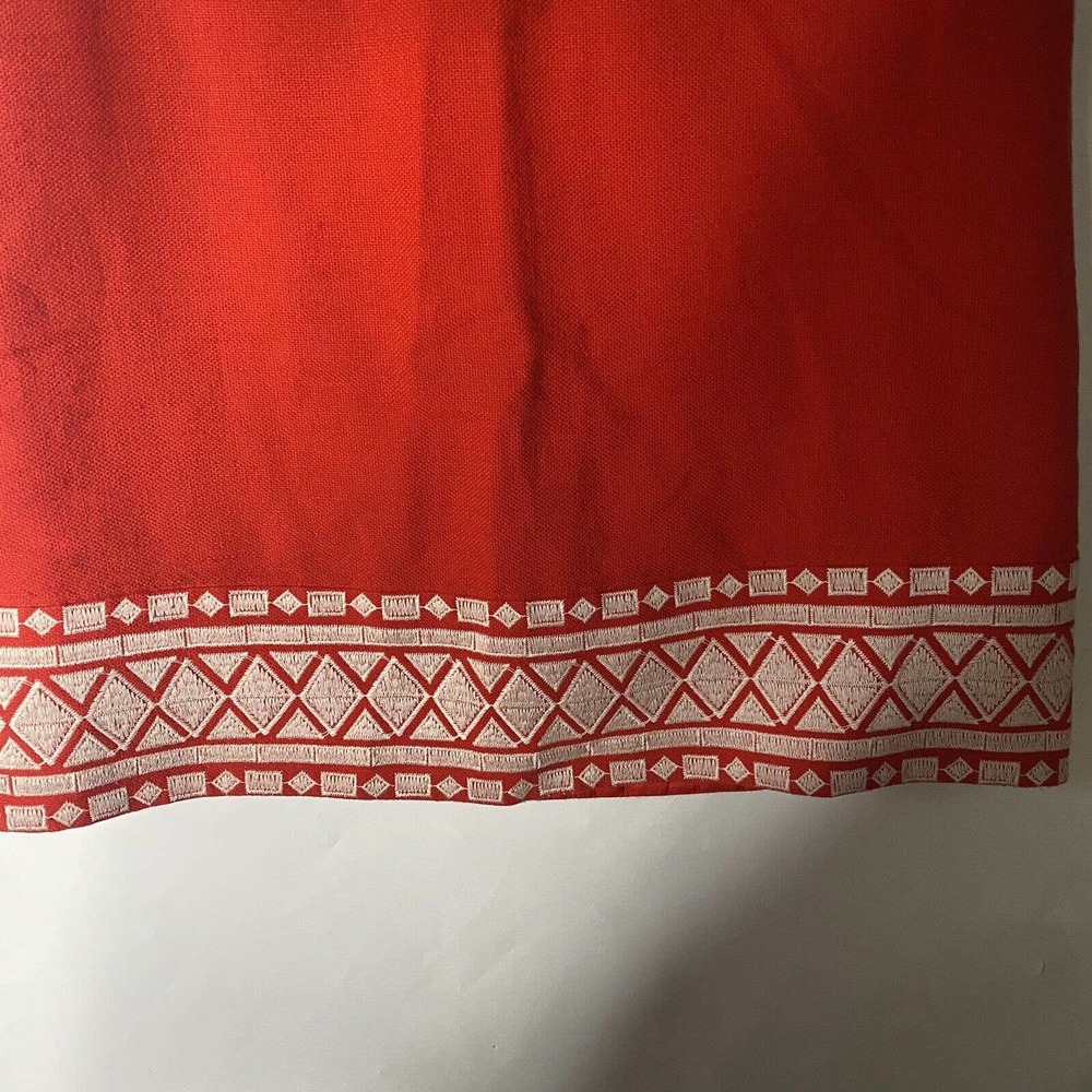 Kate Spade Sz 0 XS Laureen Embroidered Linen Shift Dress Women Red V Neck Lined - Picture 6 of 12